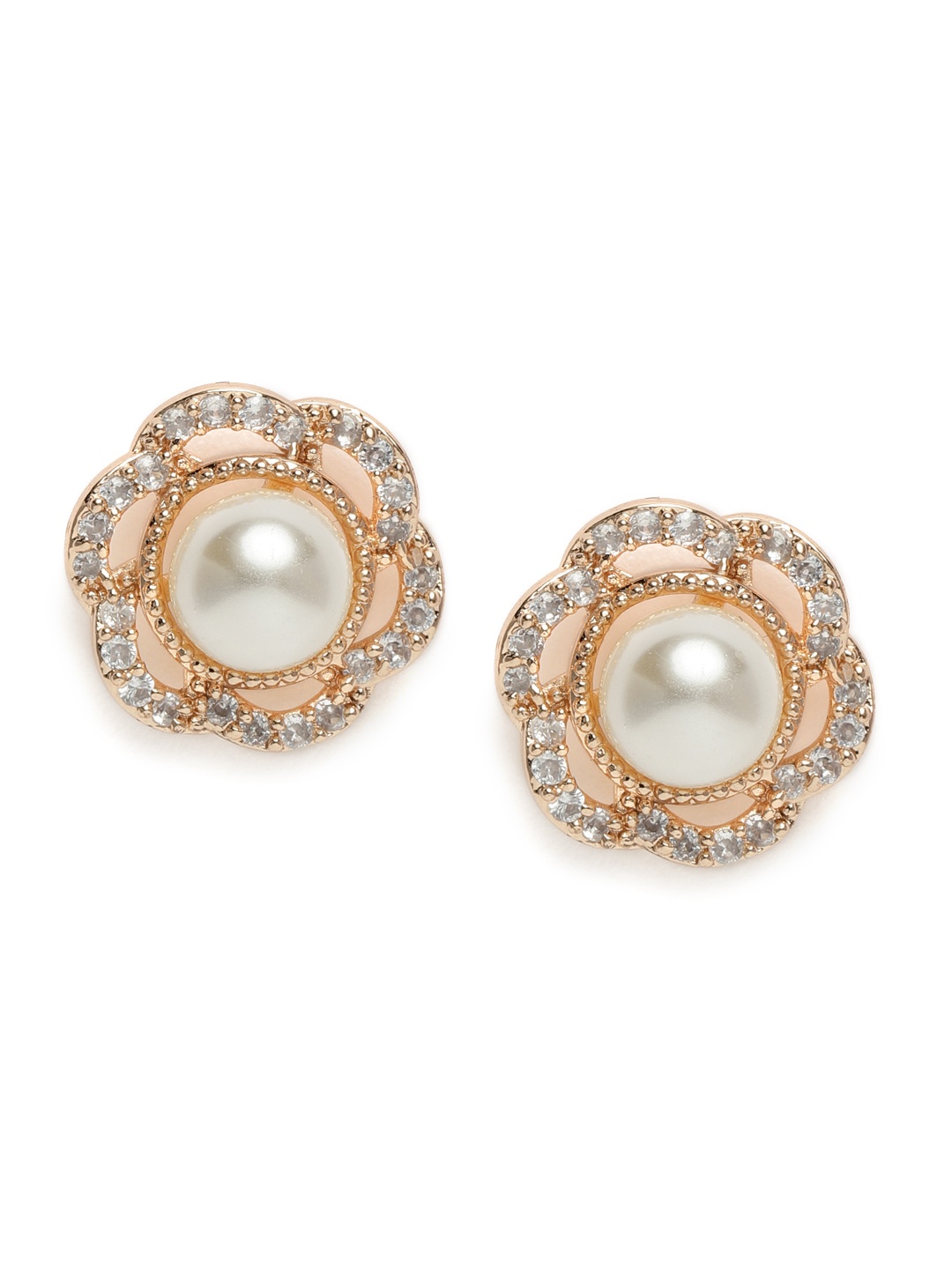 

Zaveri Pearls Rose Gold Floral Contemporary Studs