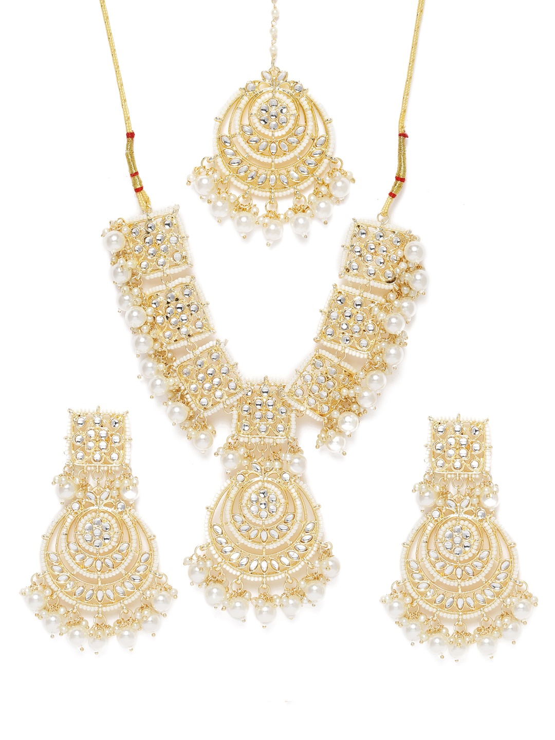 

Zaveri Pearls Gold-Toned Wedding Collection Kundan Studded Jewellery Set