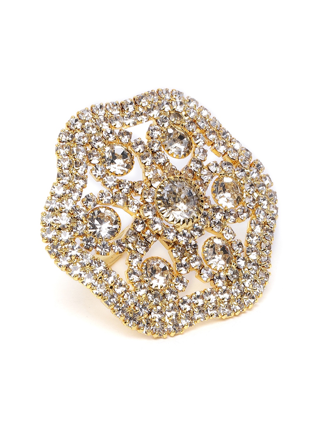 

Zaveri Pearls Women White Gold-Plated Stone Studded Finger Ring
