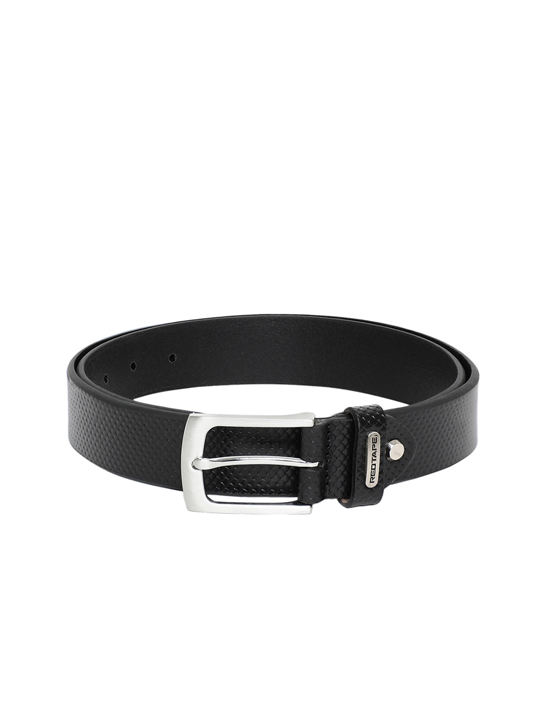 

Red Tape Men Black Textured Leather Belt