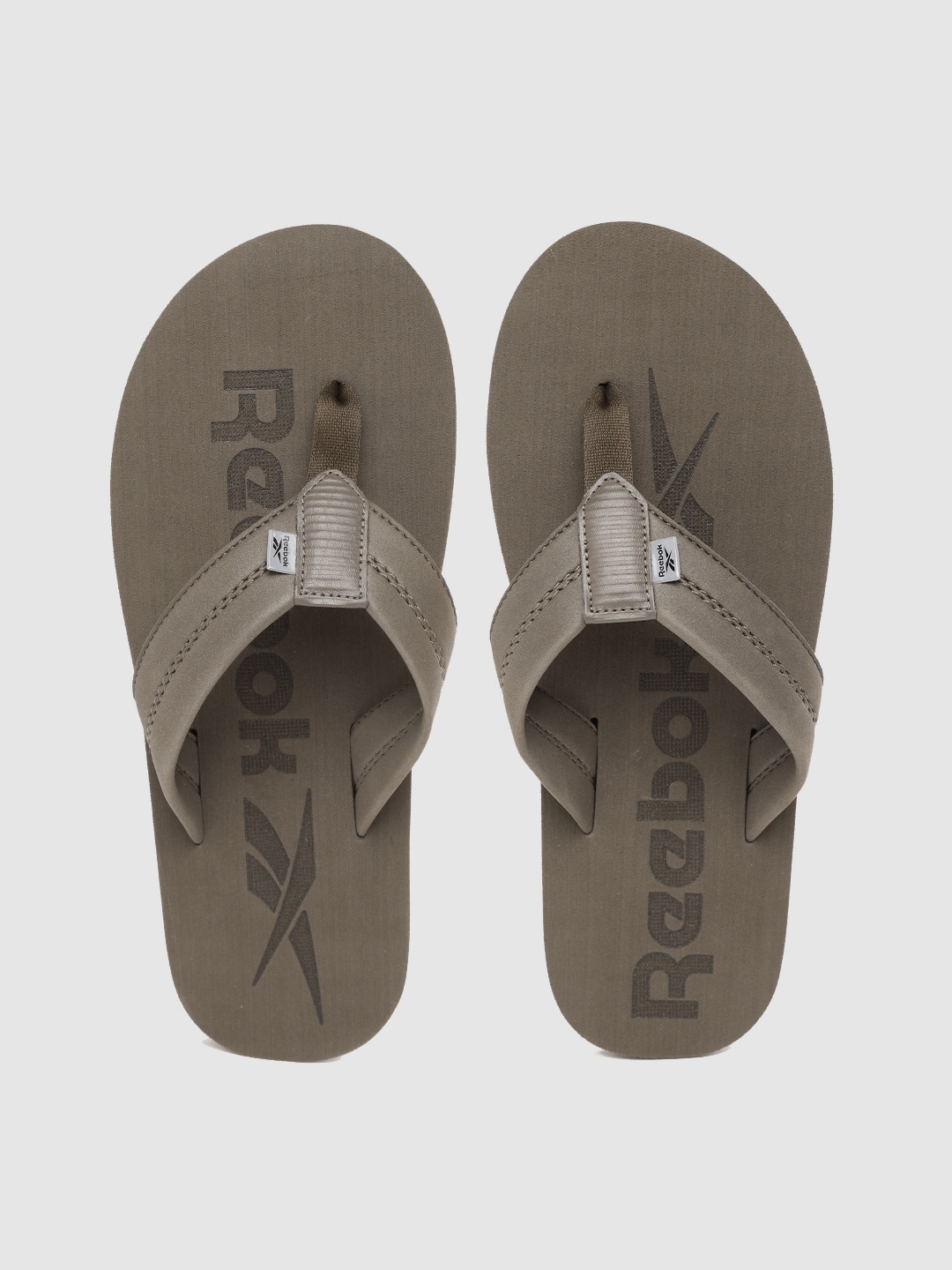 

Reebok Men Olive Brown Brand Logo Print Thong Flip-Flops