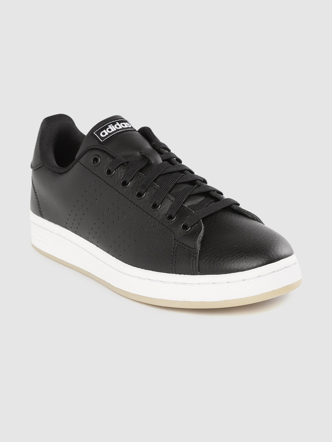 

ADIDAS Men Black Perforated Leather Advantage Sneakers