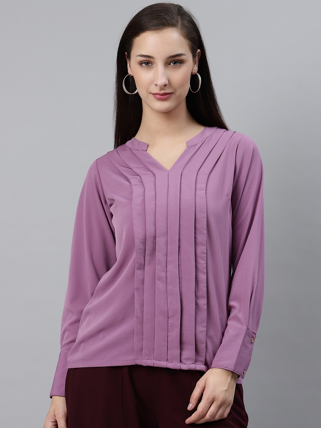 

plusS Mauve Solid Pleated Top