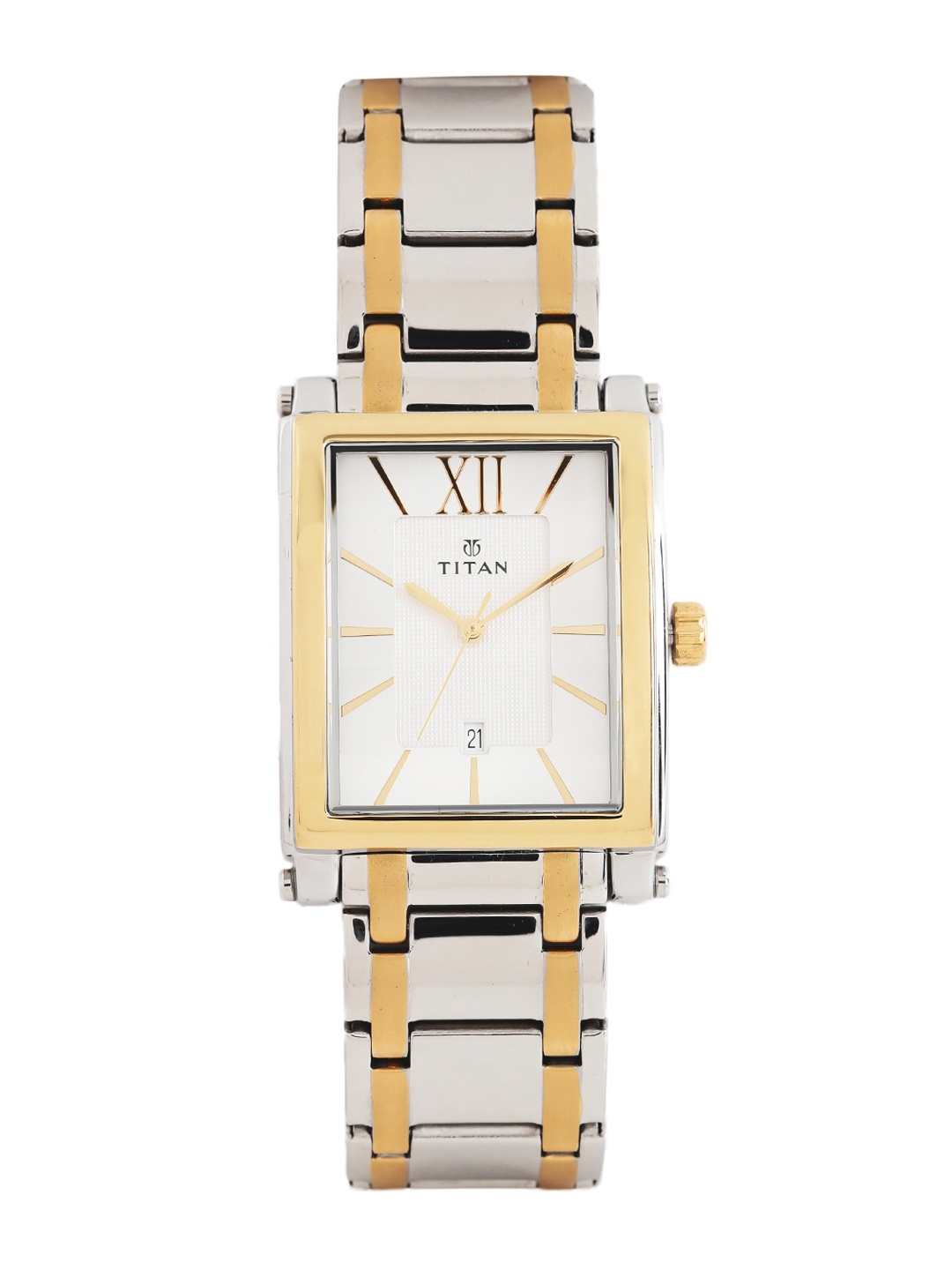 

Titan Men Silver-Toned & White Dial Watch NF9327KM01A