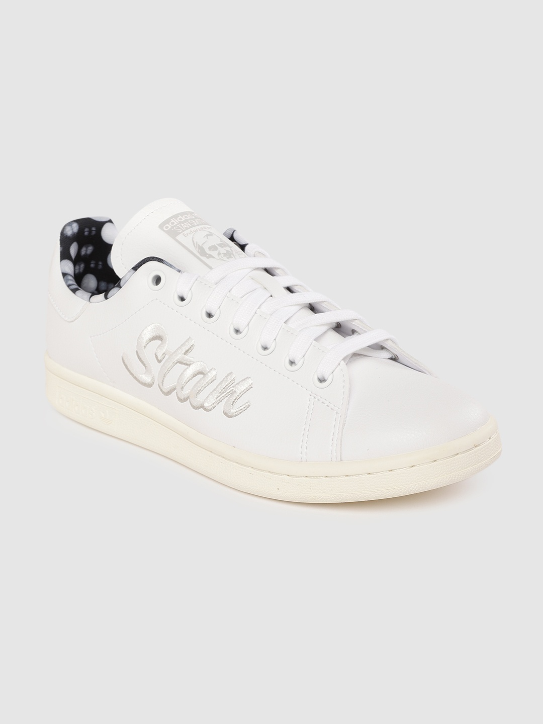 

ADIDAS Originals Men White Solid Stan Smith Vegan Sneakers with Threadwork Detail