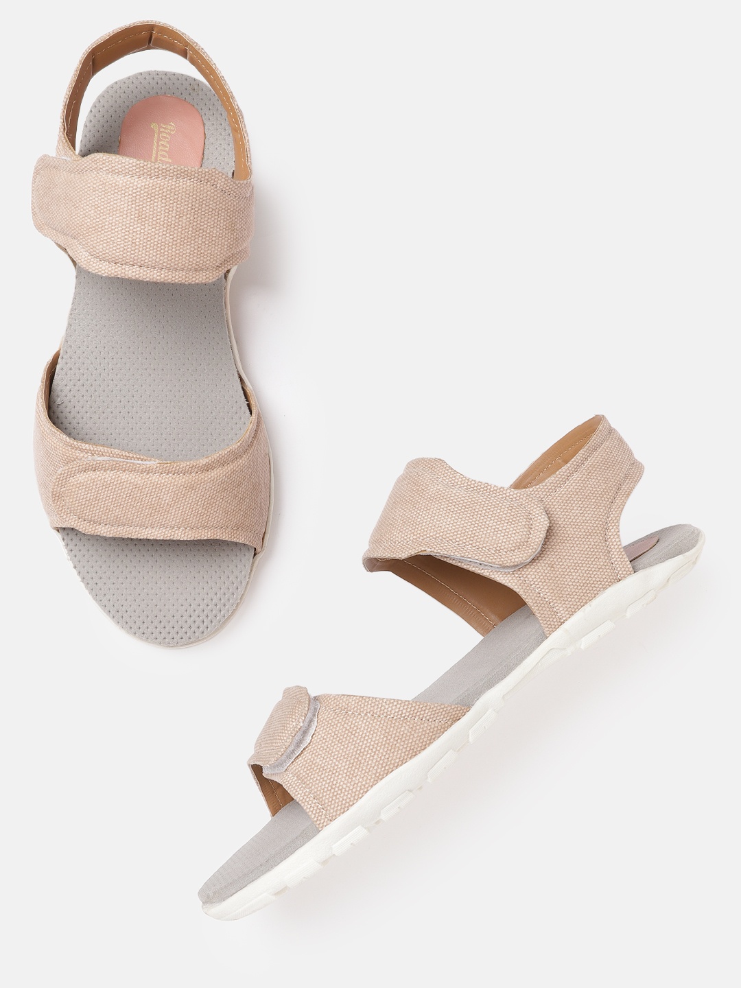

Roadster Women Beige Solid Sports Sandals
