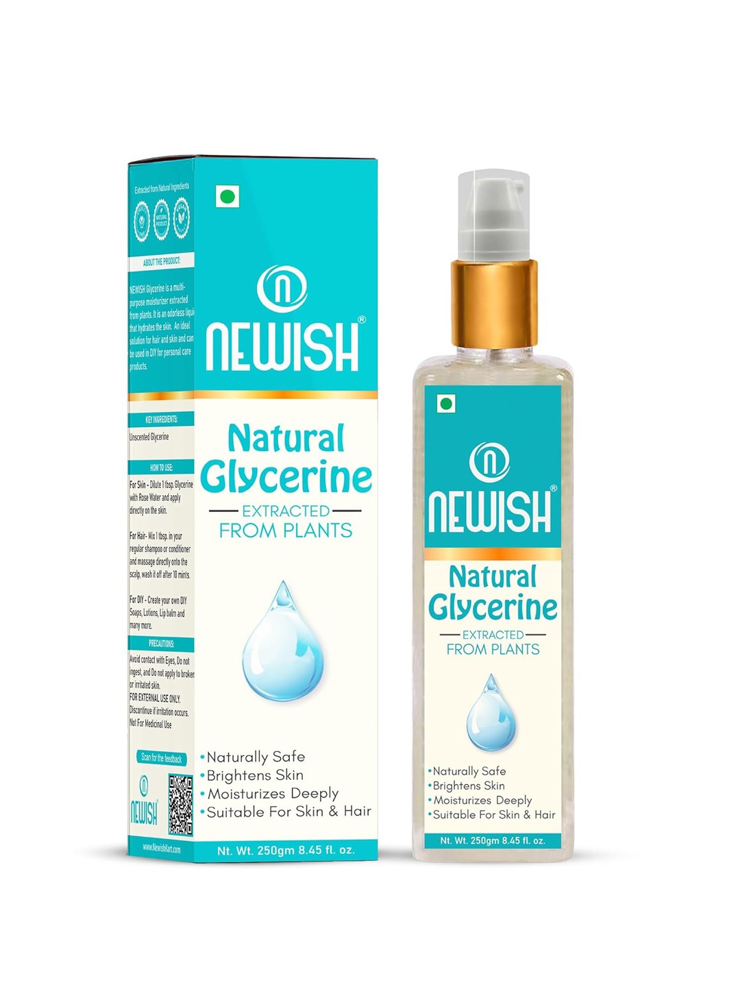 

NEWISH Glycerine - Face & Skin Care - 250 ml, Transparent