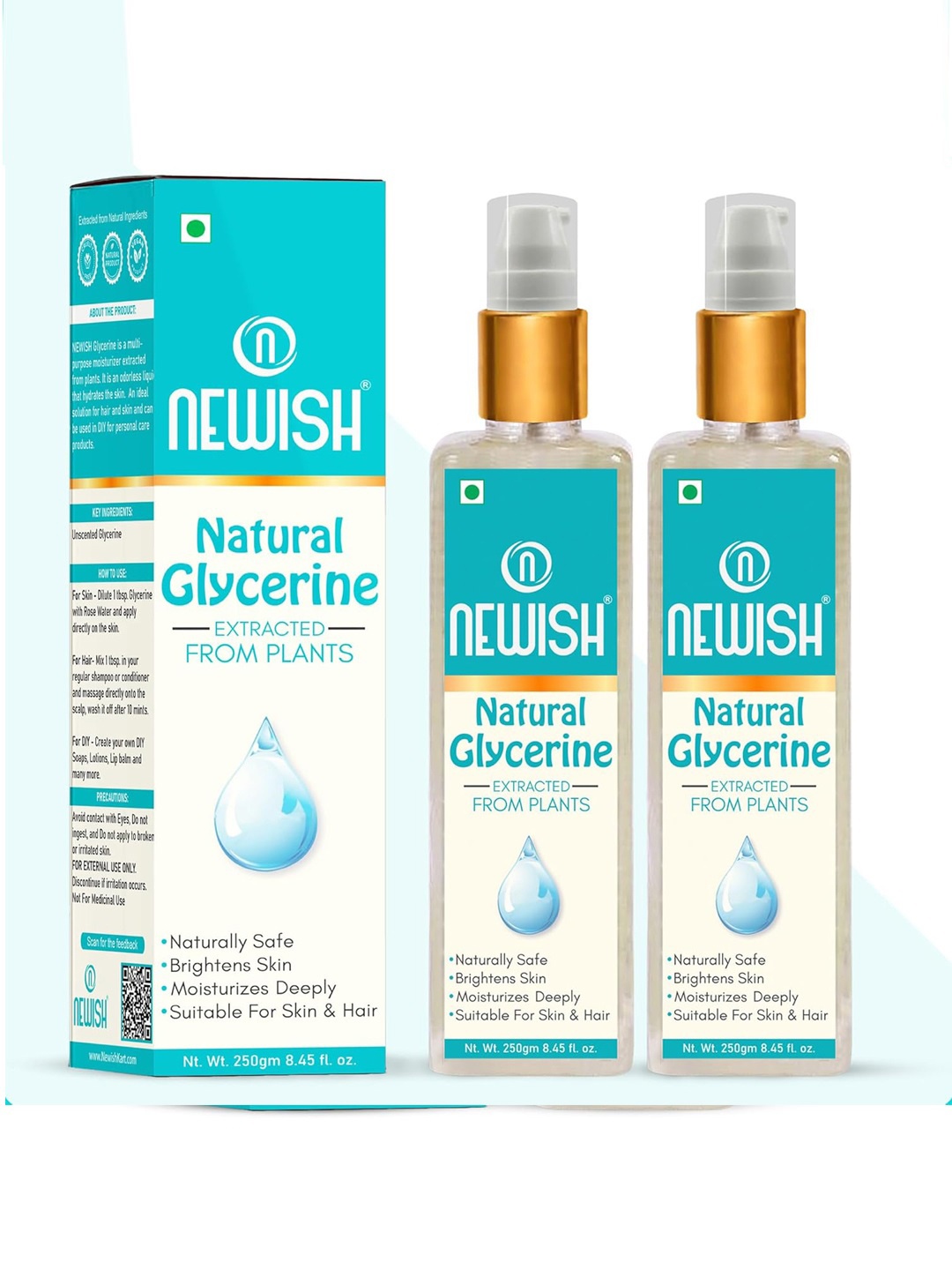 NEWISH Set Of 2 Transparent Vegan Glycerine 500ml