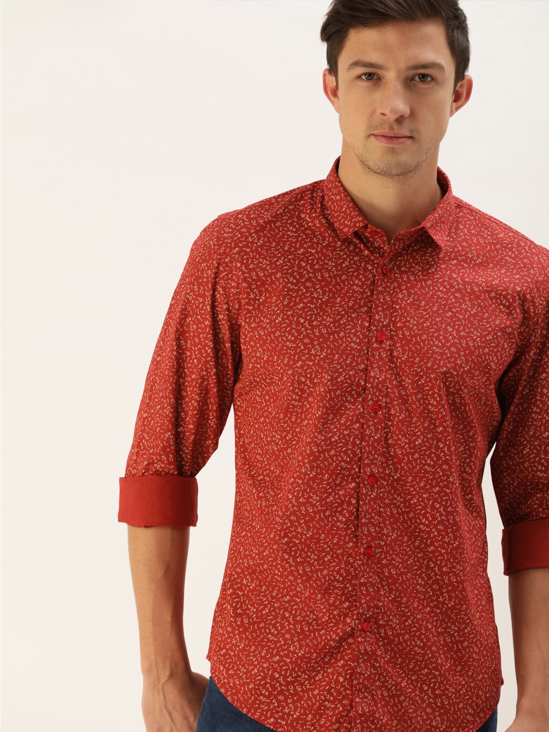 

ether Men Red & Beige Printed Casual Shirt