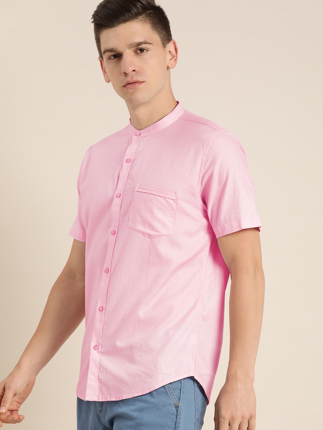 

ether Men Pink Pure Cotton Casual Shirt