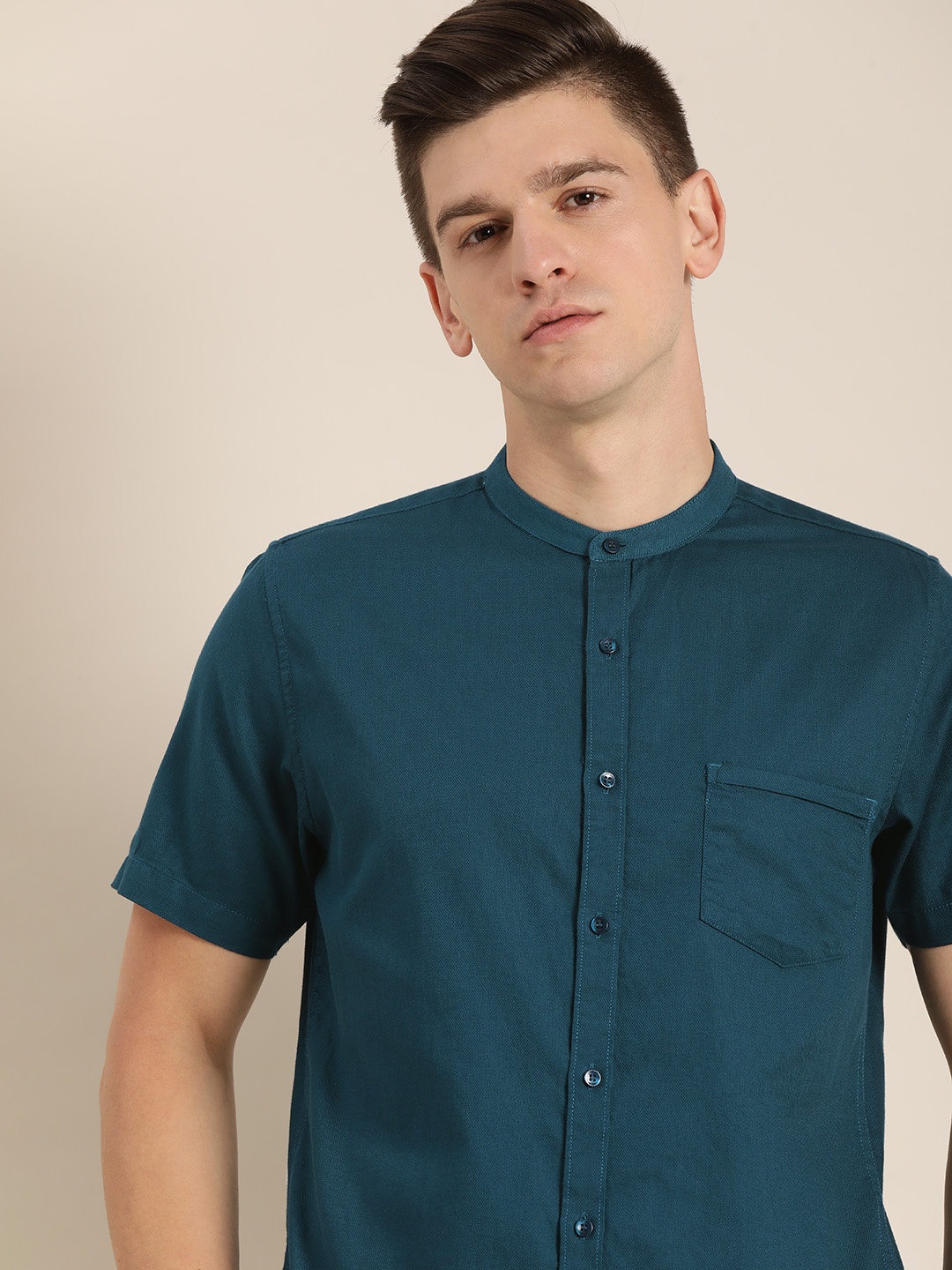 

ether Men Teal Solid Casual Shirt