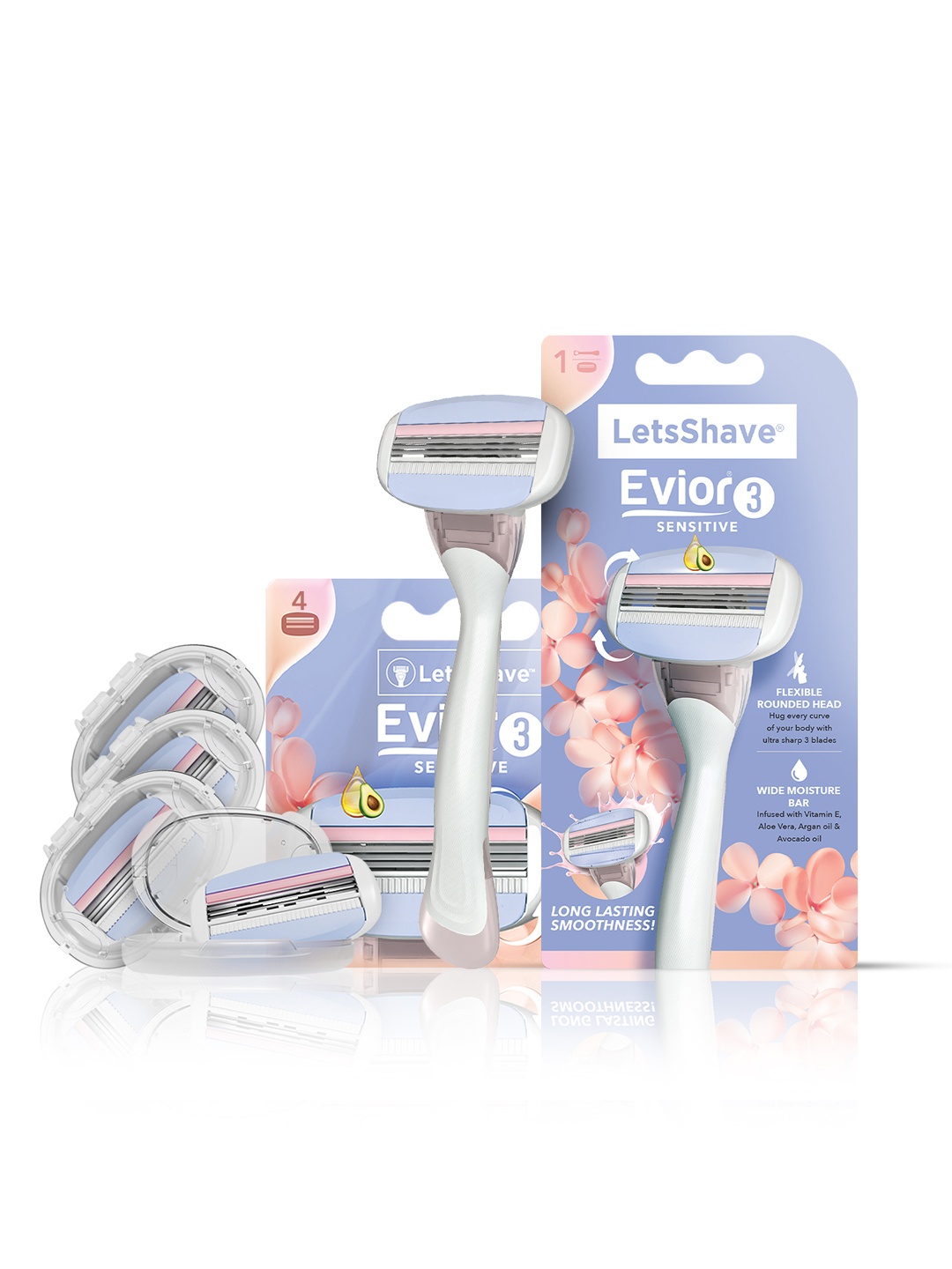 

LetsShave Women Evior 3 Sensitive Value Razor Set, Purple