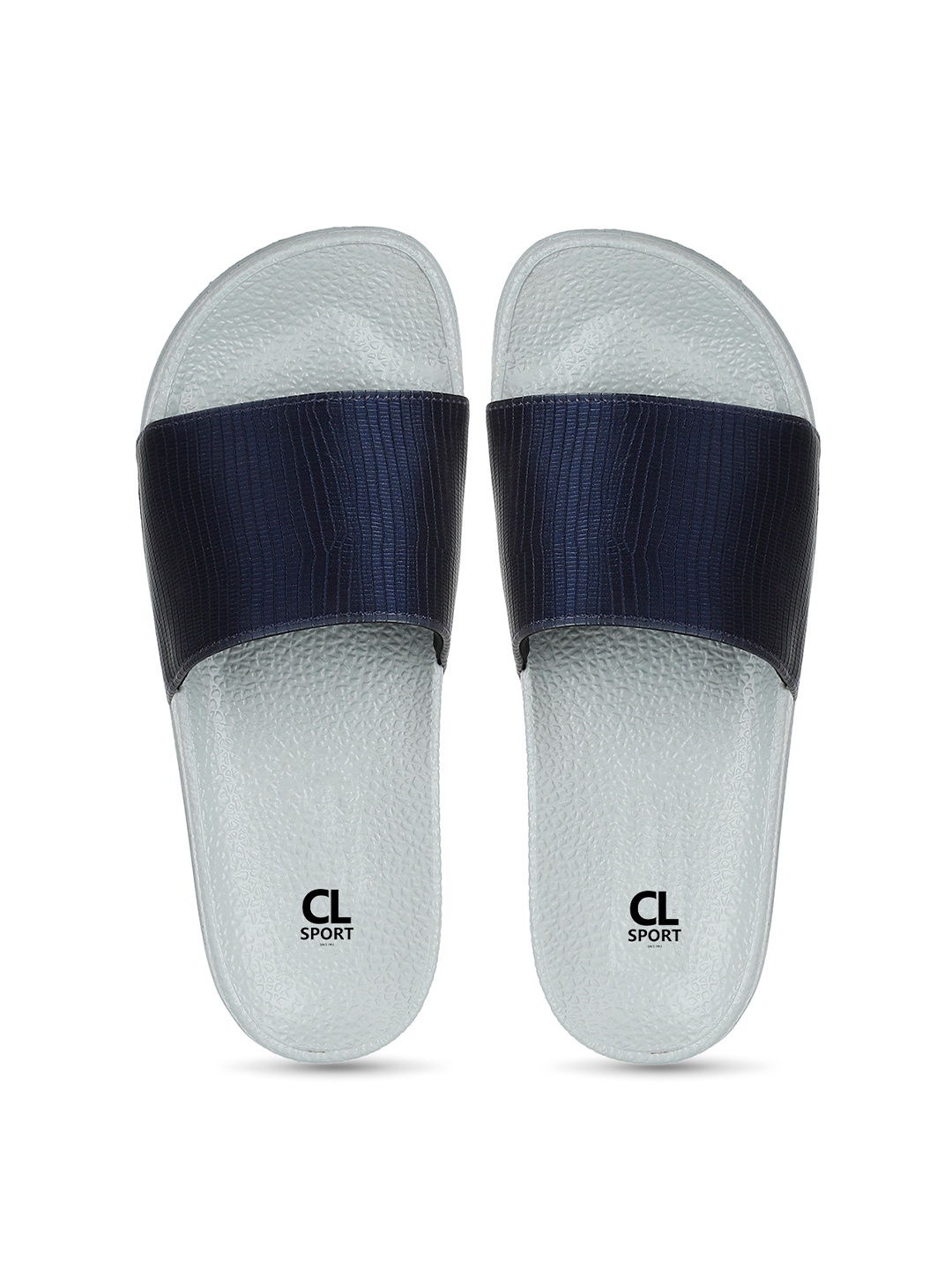 

Carlton London sports Women Navy Blue & Grey Melange Self Design Sliders