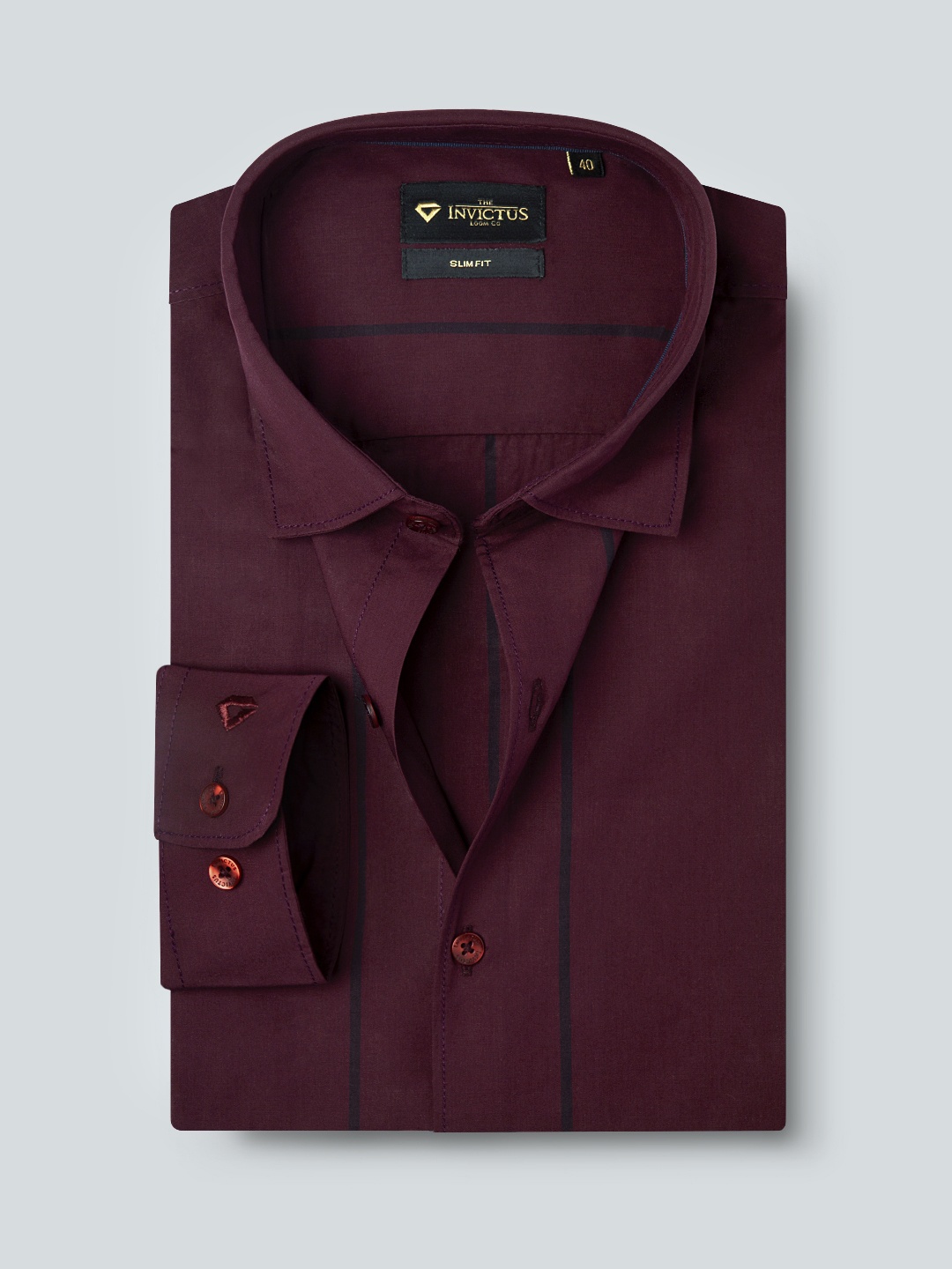 

INVICTUS Men Maroon Slim Fit Striped Semiformal Pure Cotton Shirt