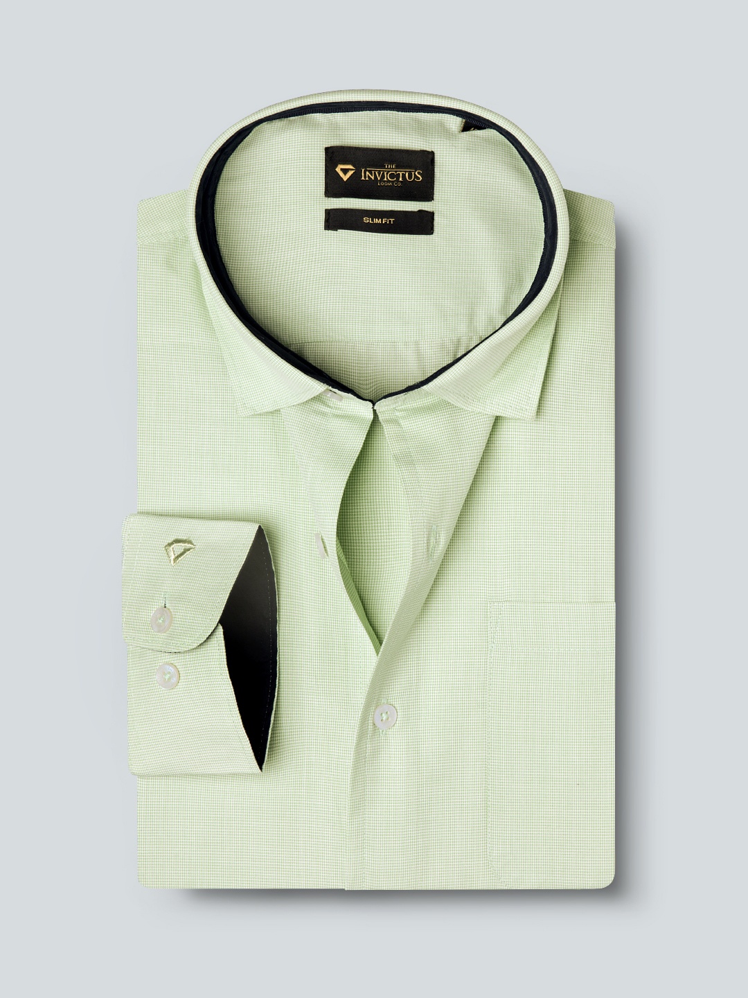 

INVICTUS Men Easy Care Green Solid Slim Fit Sustainable Formal Shirt