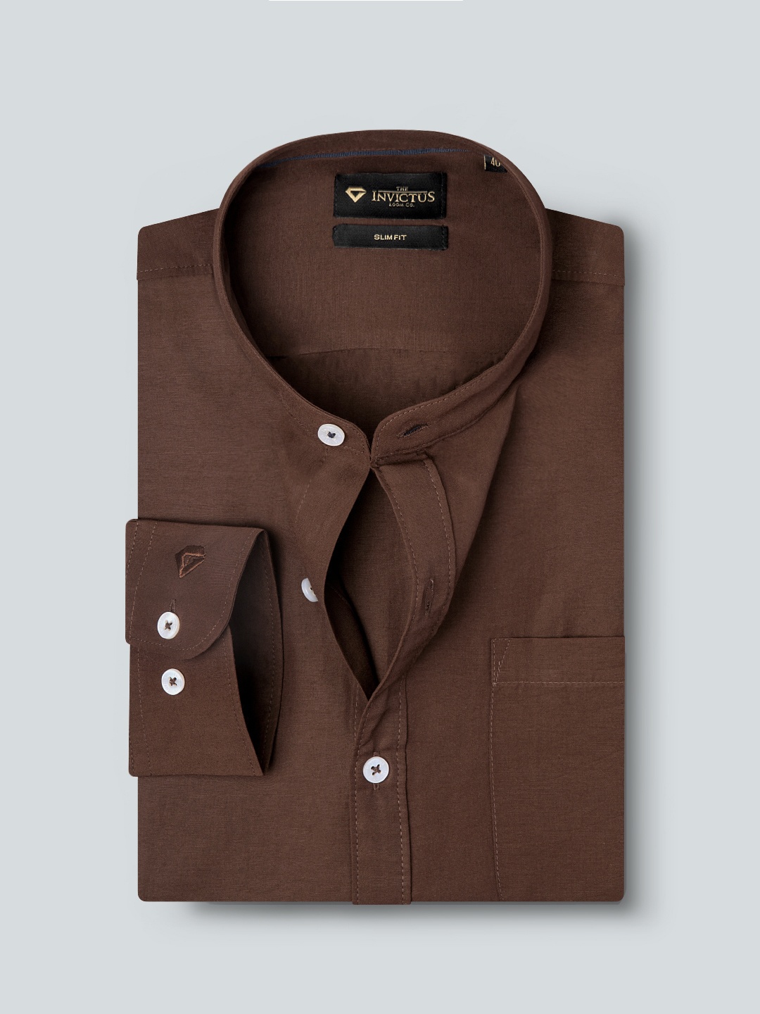

INVICTUS Men Easy Care Brown Solid Pure Cotton Formal Shirt