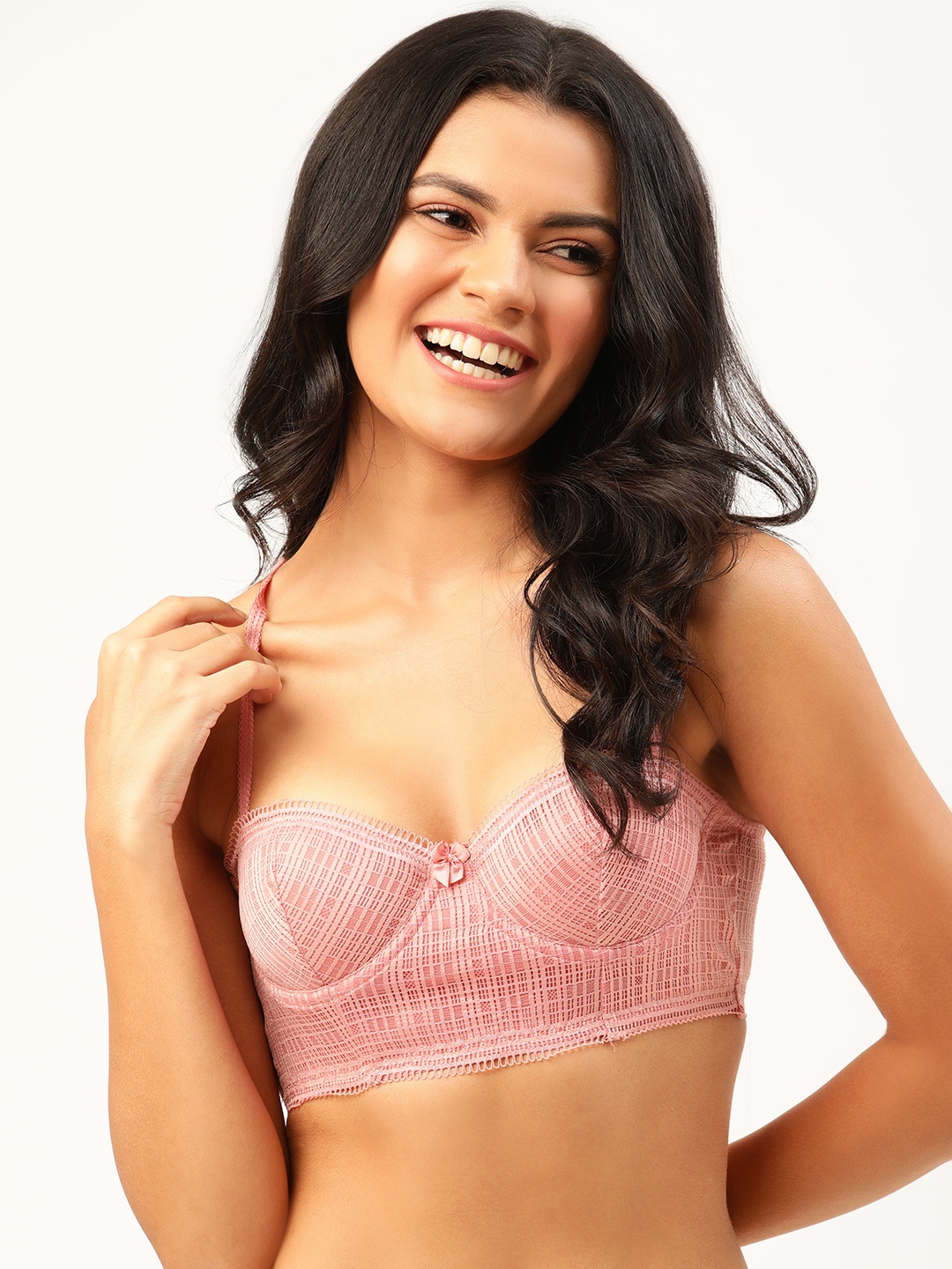 

DressBerry Pink Self Design Underwired Non Padded Bralette Bra