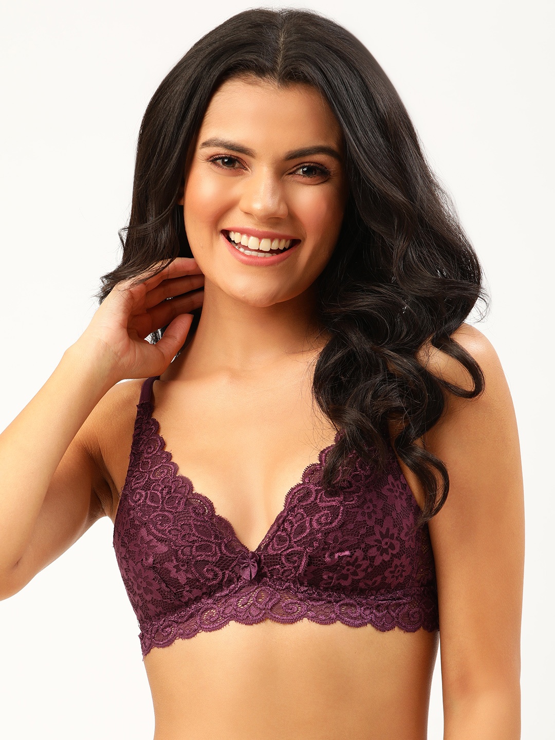 

DressBerry Burgundy Lace Non-Wired Lightly Padded Everyday Bra DB-DR-BRA-023ENew