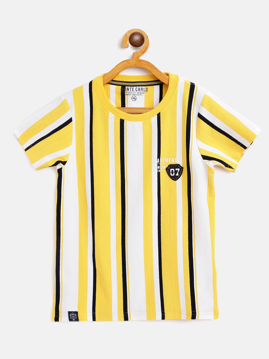 

Monte Carlo Boys Yellow & White Striped Cotton Round Neck T-shirt