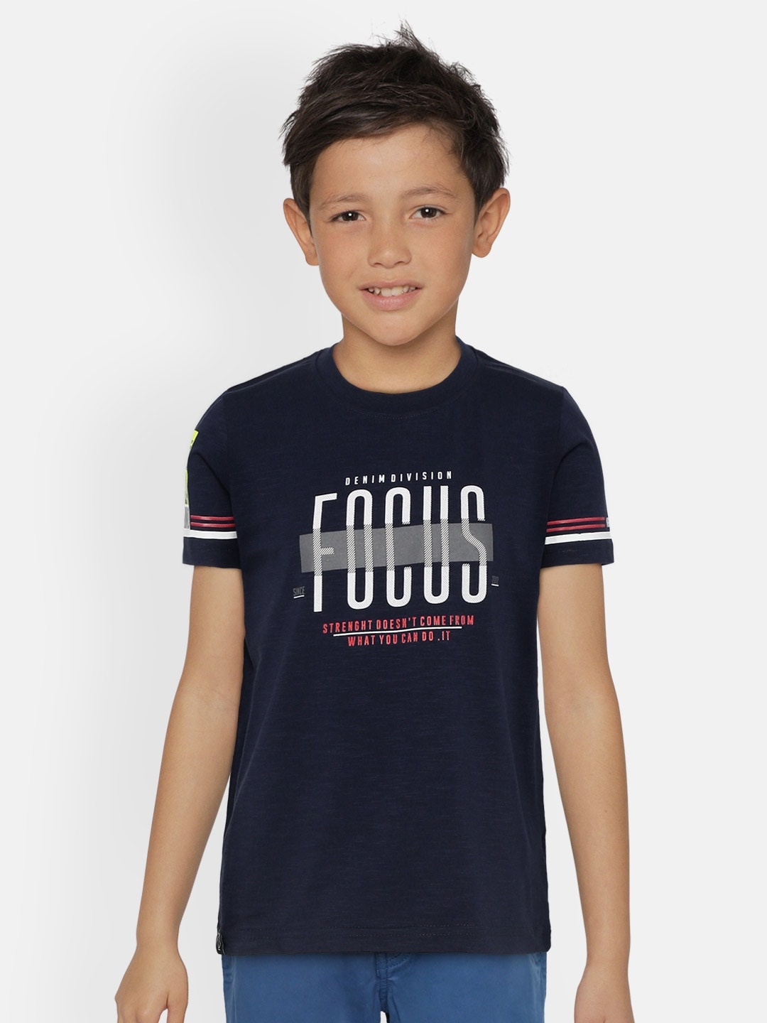 

Monte Carlo Boys Navy Blue White Typography Print Pure Cotton T-shirt