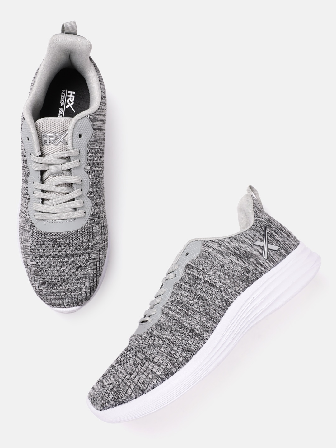 

HRX by Hrithik Roshan Men Grey Woven Design Knit Run 1.2 Running Shoes