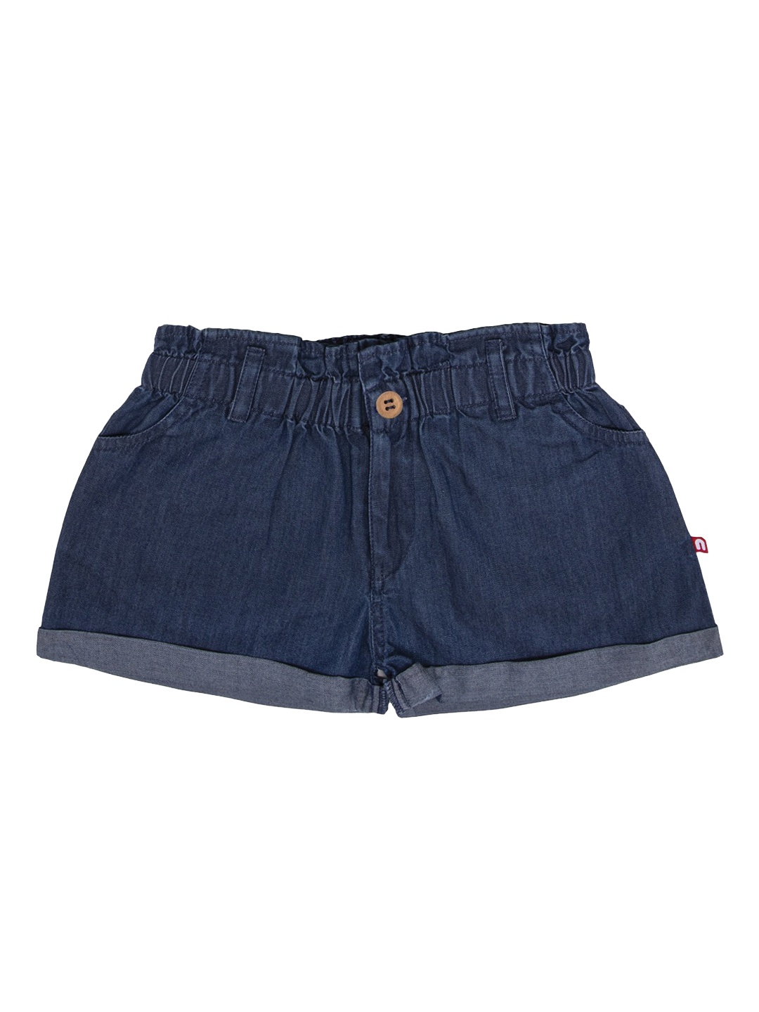 

Nino Bambino Girls Blue Solid Regular Fit Organic Cotton Sustainable Denim Shorts