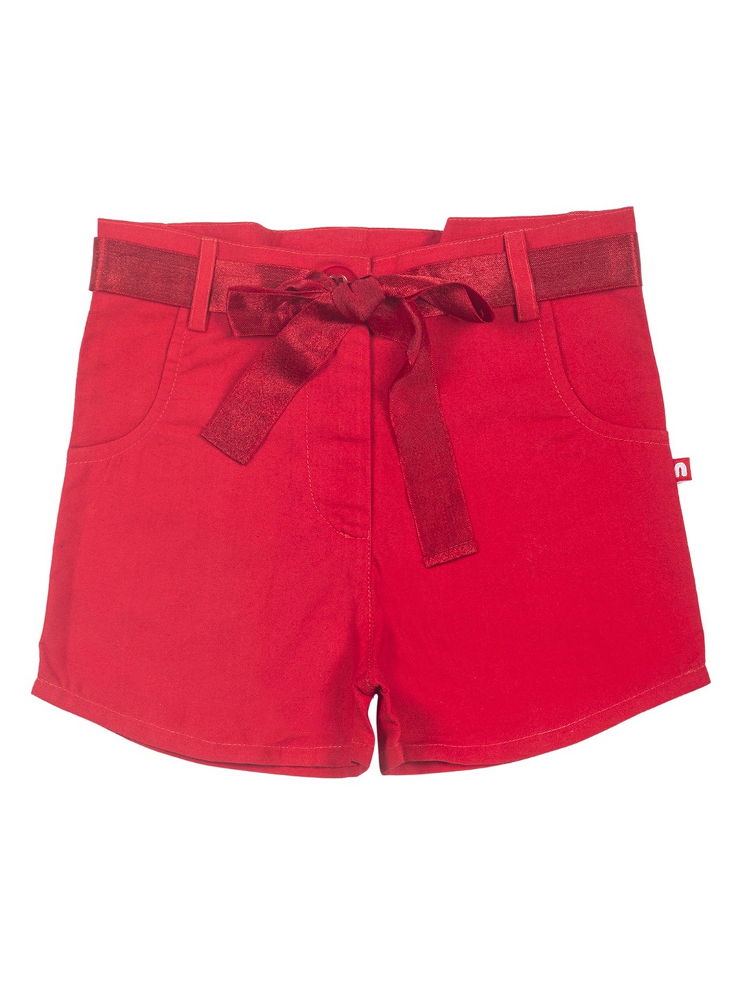 

Nino Bambino Girls Red Solid Regular Fit Sustainable Regular Shorts