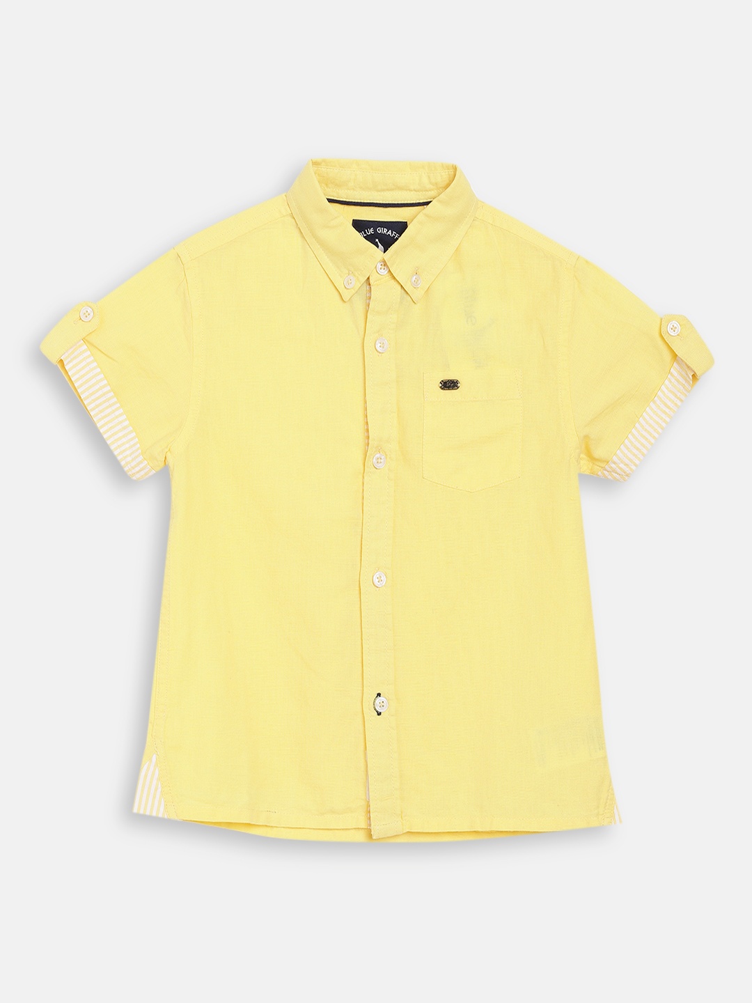 

Blue Giraffe Boys Yellow Regular Fit Solid Casual Shirt