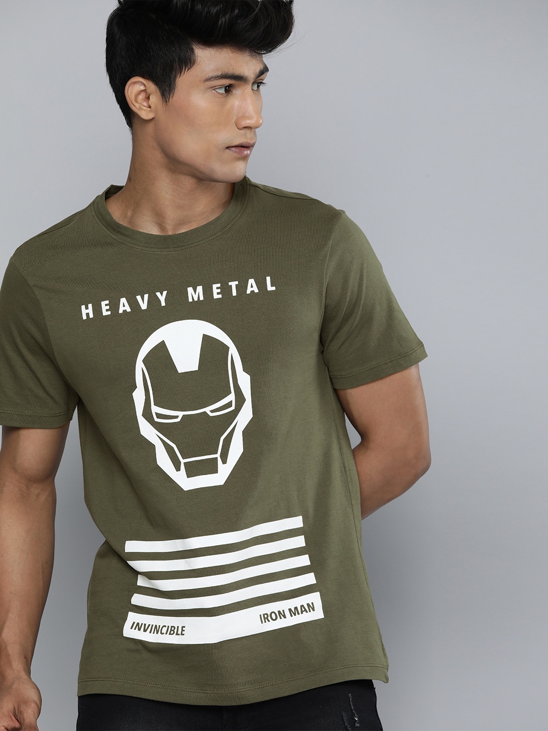 

Kook N Keech Marvel Men Khaki Iron Man Printed Pure Cotton T-shirt