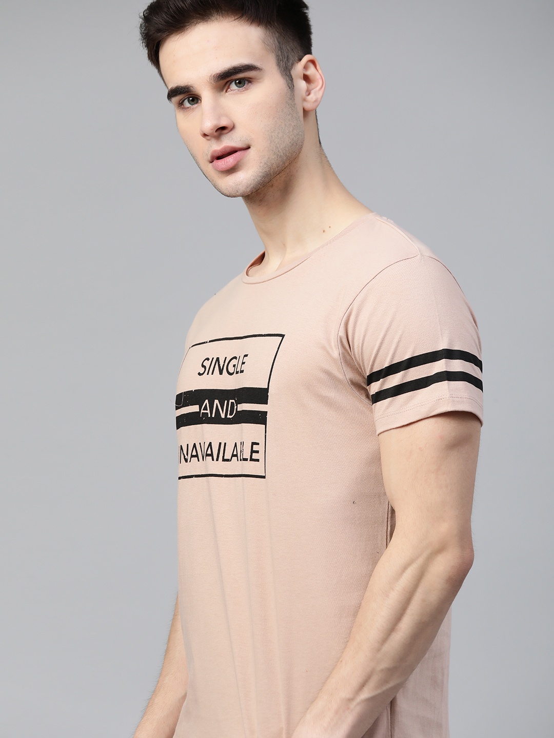 

Kook N Keech Men Beige & Black Pure Cotton Typography Printed T-Shirt