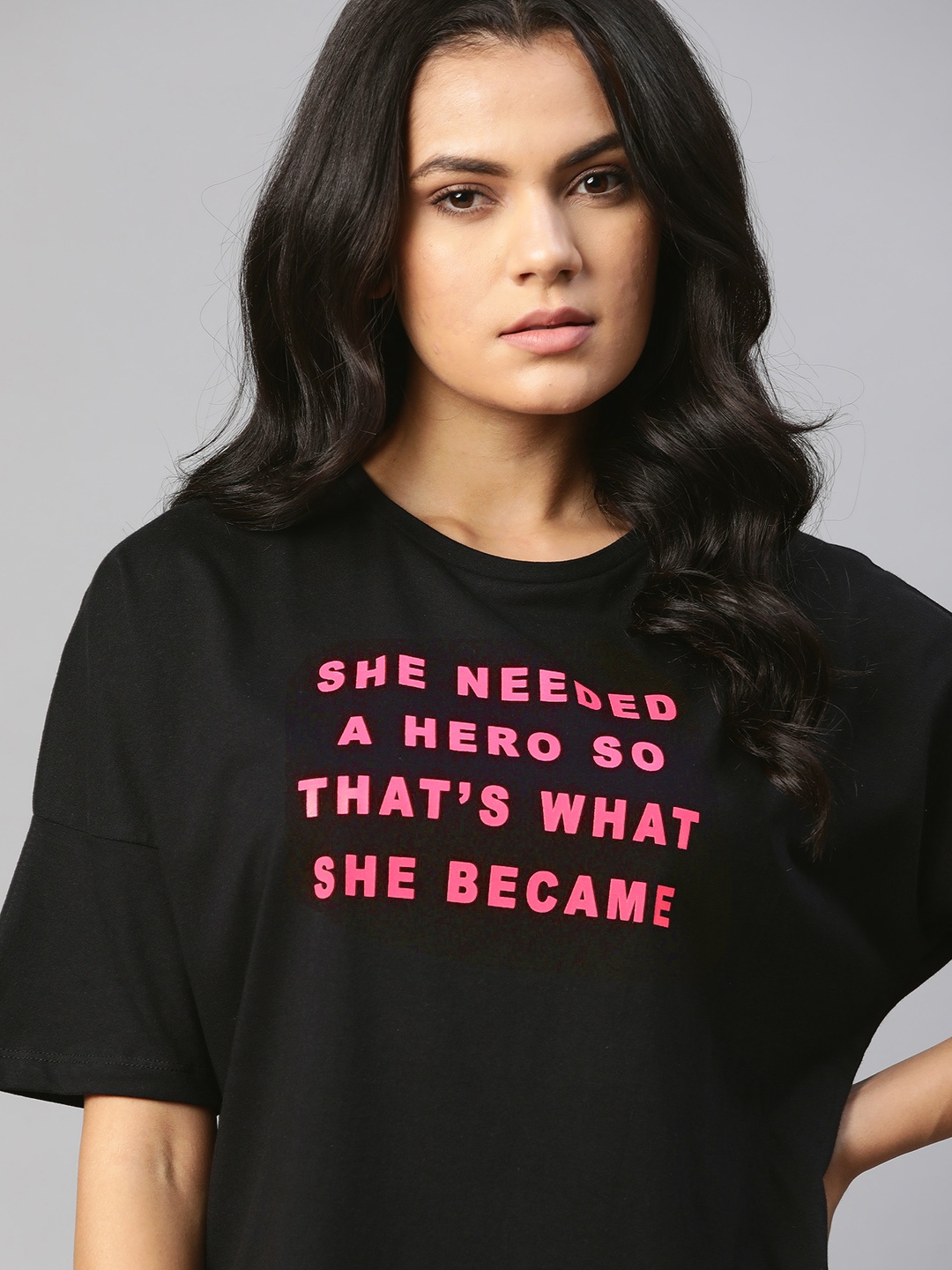 

Kook N Keech Women Black Typography Printed Drop-Shoulder Sleeves T-shirt