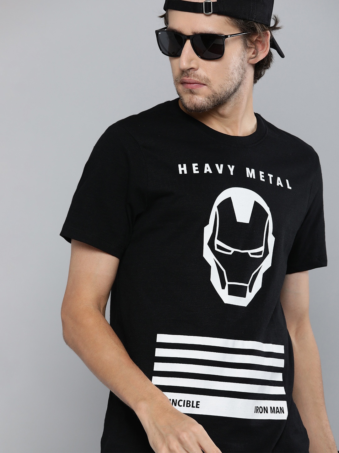 

Kook N Keech Marvel Men Black Iron Man Printed Pure Cotton T-shirt