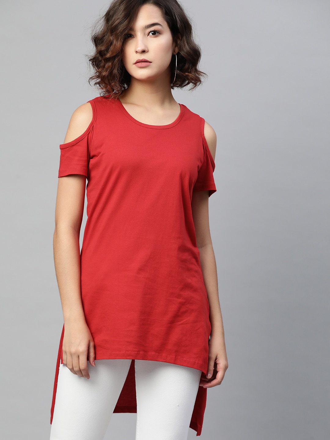 

Kook N Keech Red Solid Pure Cotton High-Low Top