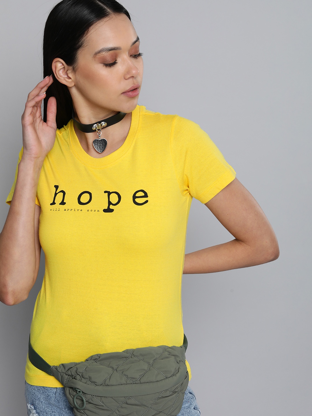 

Kook N Keech Women Yellow Typography Printed Casual T-shirt