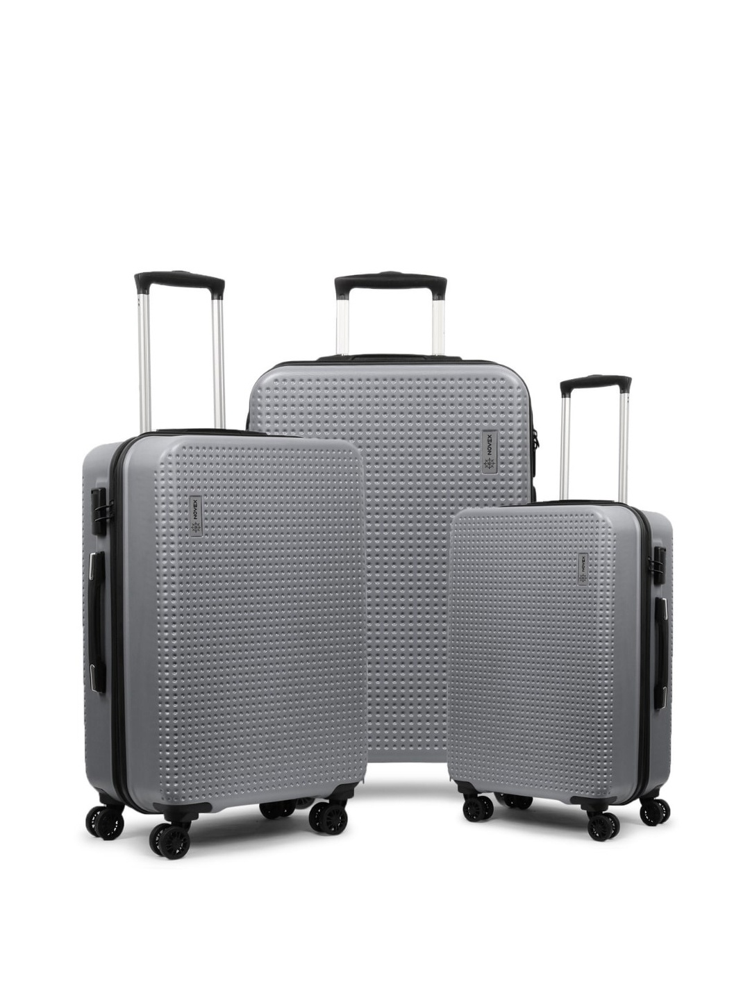 

NOVEX Set of 3 Charcoal Grey Textured Hard-Sided Trolley Suitcases