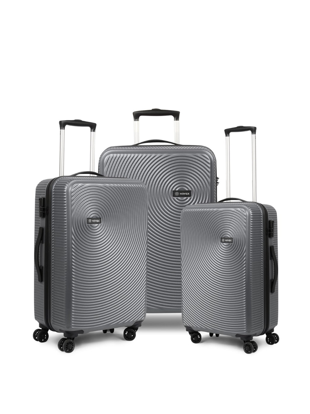 

NOVEX Set of 3 Charcoal-Grey Textured Hard-Sided Trolley Suitcases