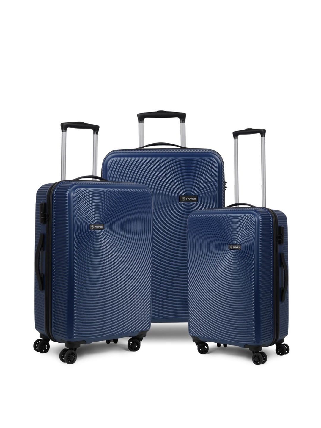 

NOVEX Set of 3 Blue Textured Hard-Sided Trolley Suitcases