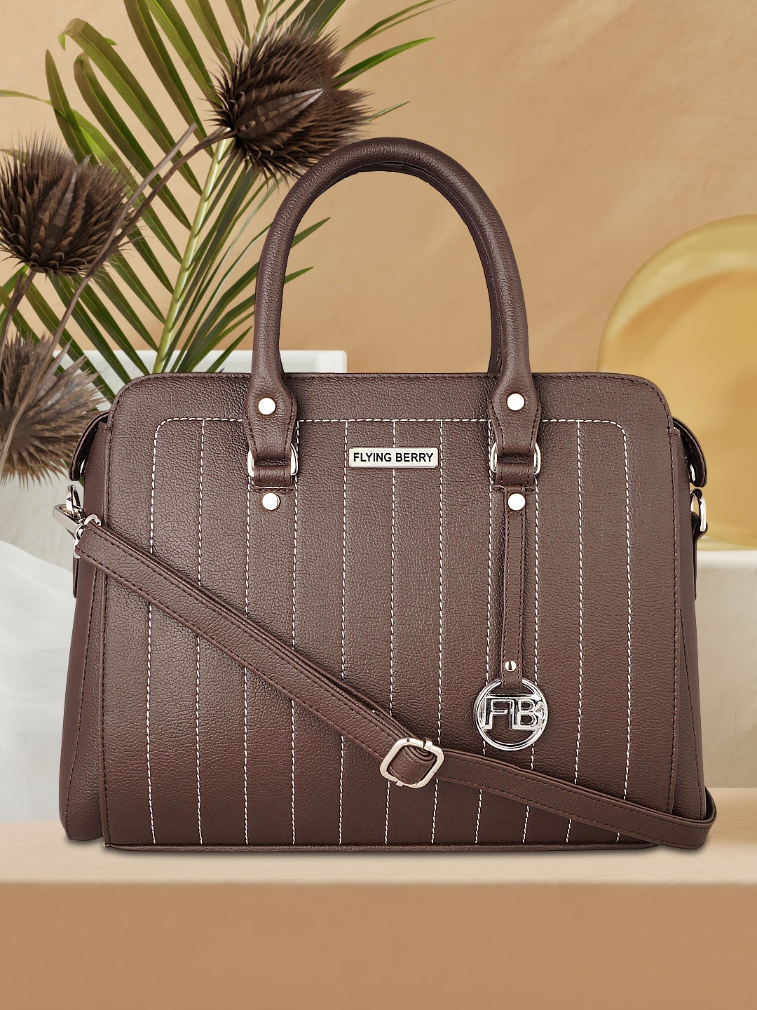 

FLYING BERRY Brown Textured Handheld Bag
