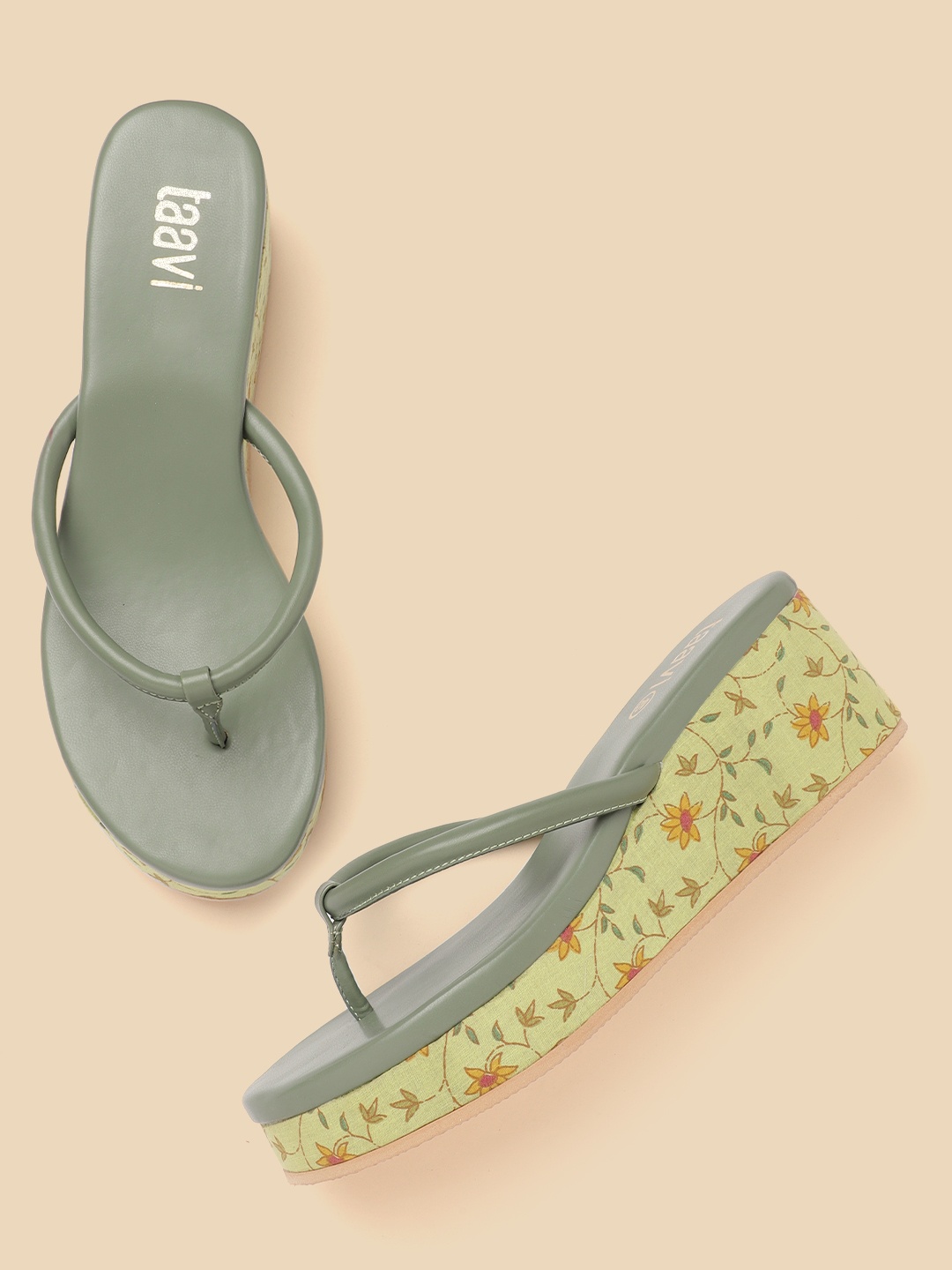 

Taavi Olive Green Handcrafted Wedges