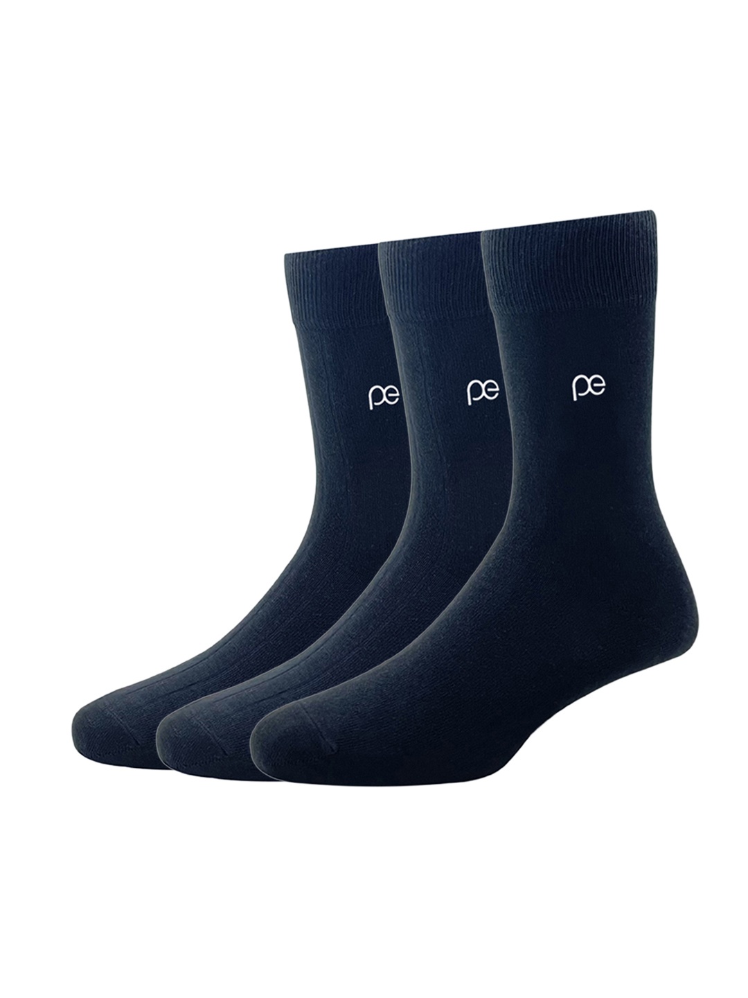 

Peter England Men Pack Of 3 Black Solid Calf-Length Socks