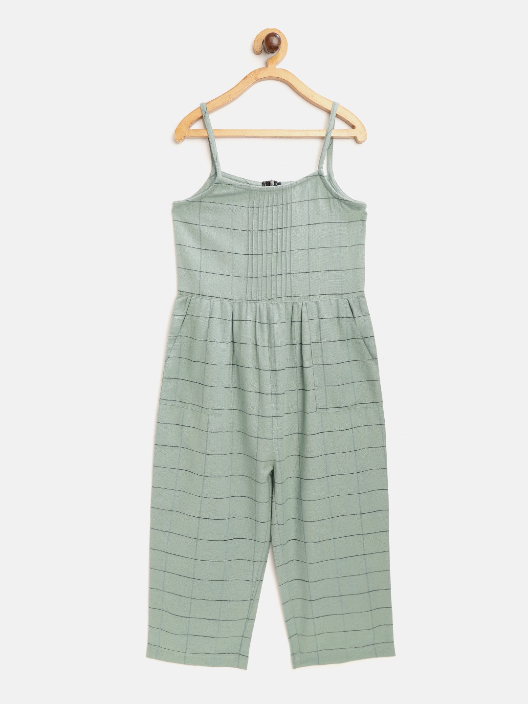 

luyk Girls Green & Black Checked Basic Jumpsuit