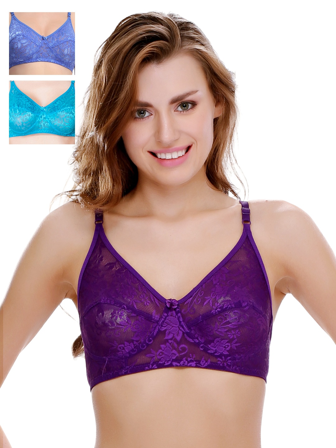 

Clovia Pack of 3 Padded Non-Wired T-Shirt Bras, Purple