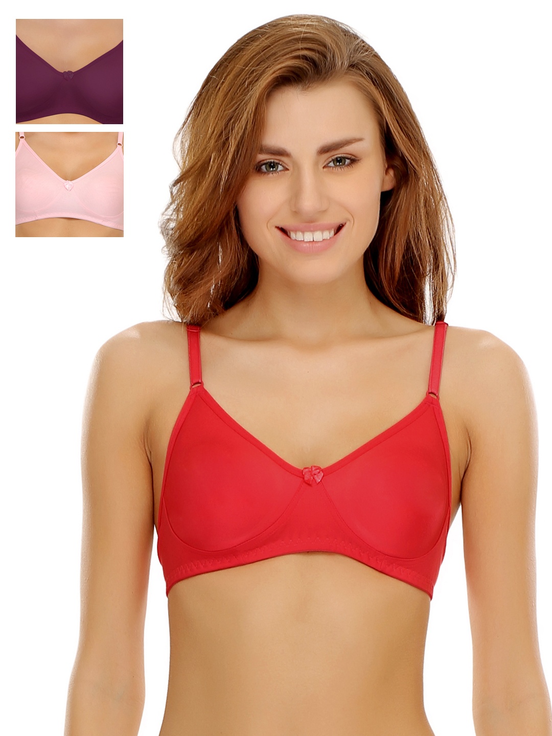 

Clovia Pack Of 3 Bra, Red