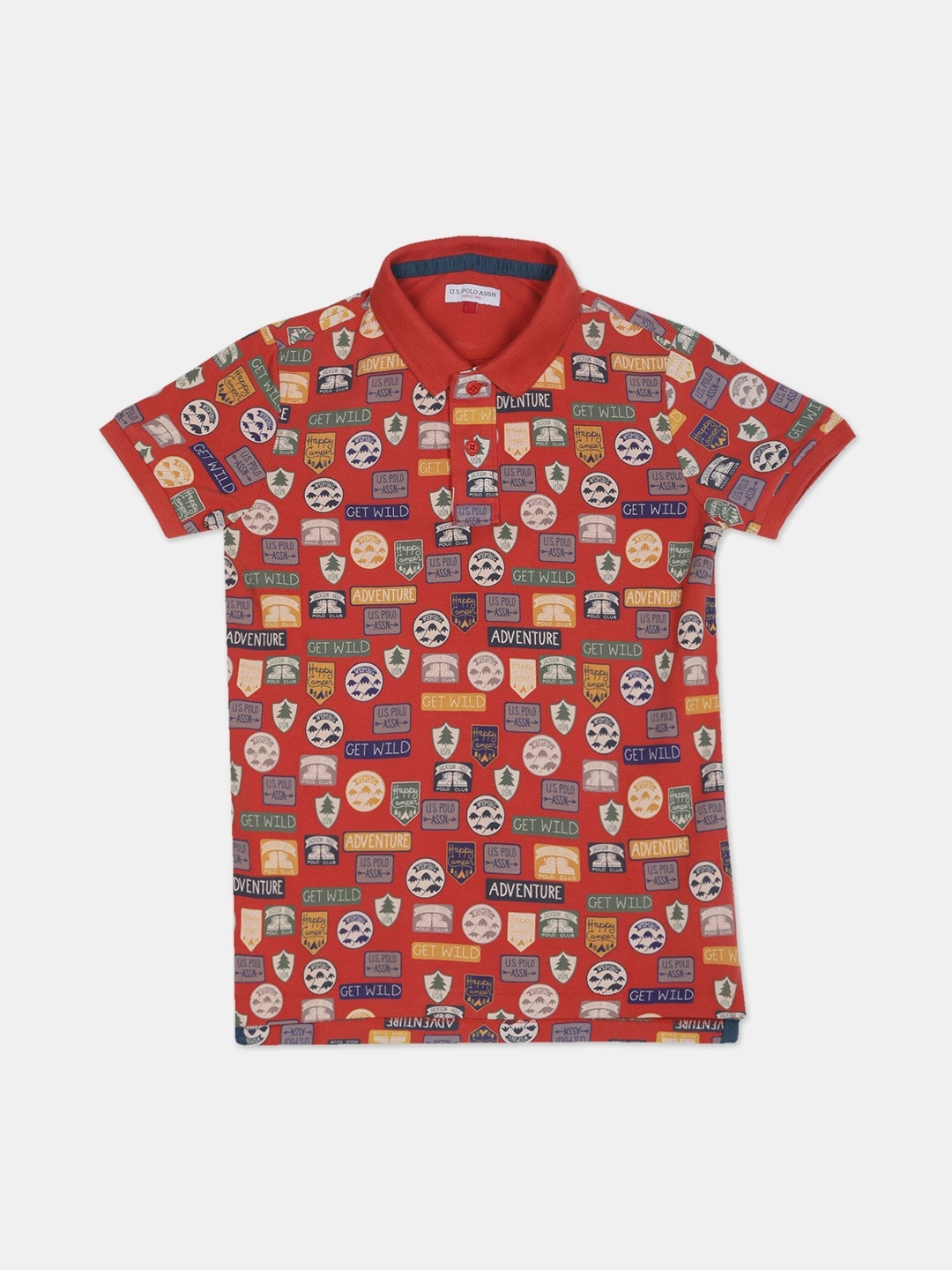 

U.S. Polo Assn. Kids Boys Red Printed Polo Collar T-shirt