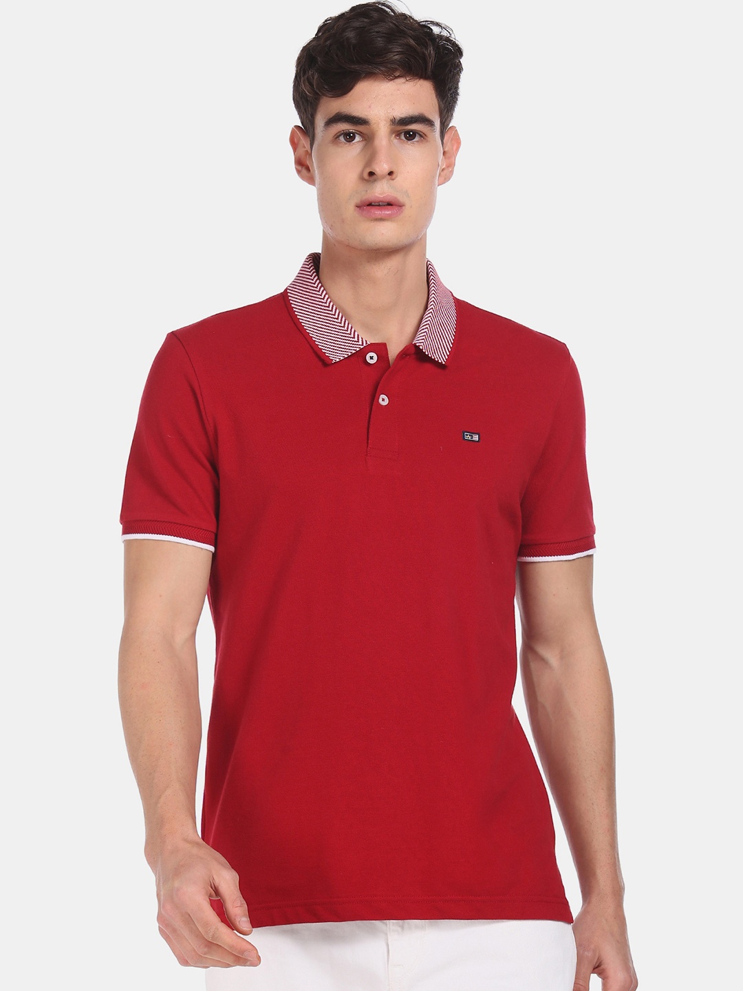 

Arrow Sport Men Red Solid Polo Collar Pure Cotton T-shirt