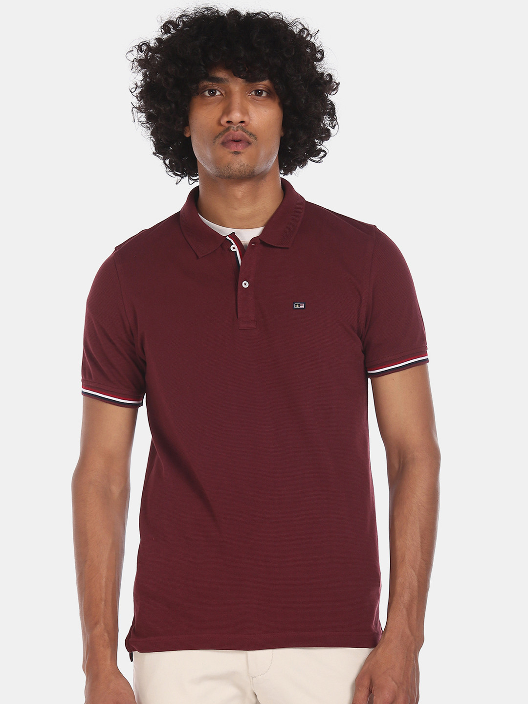 

Arrow Sport Men Maroon Solid Polo Collar Cotton Pure Cotton T-shirt