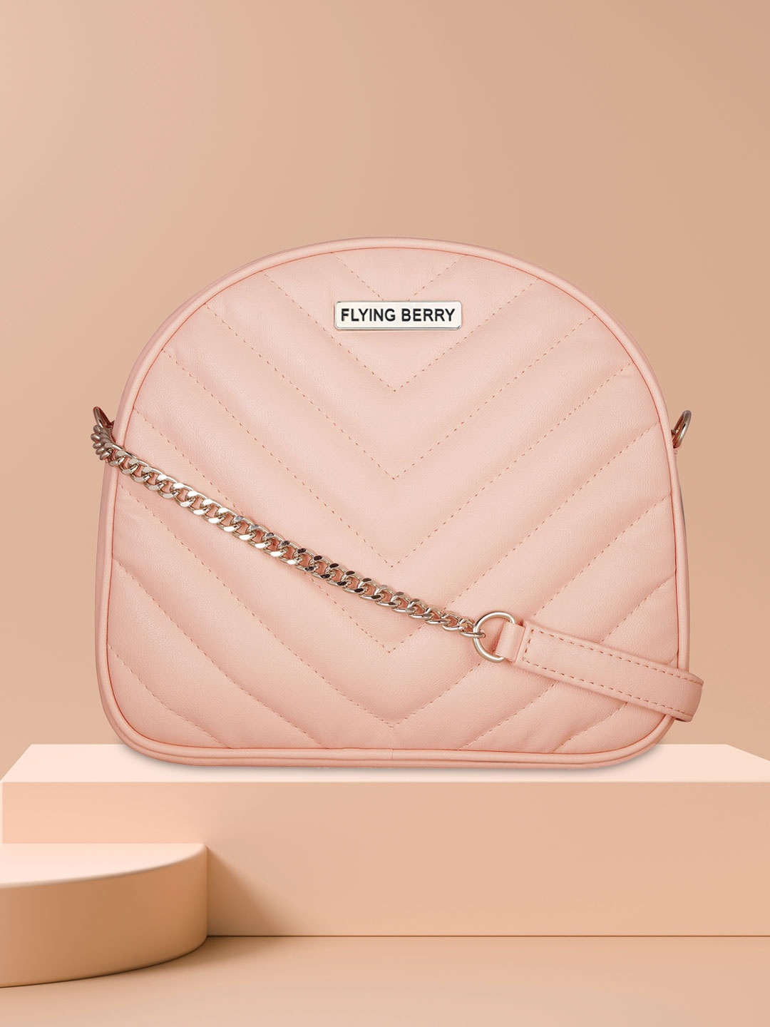 

FLYING BERRY Peach-Coloured Solid Sling Bag