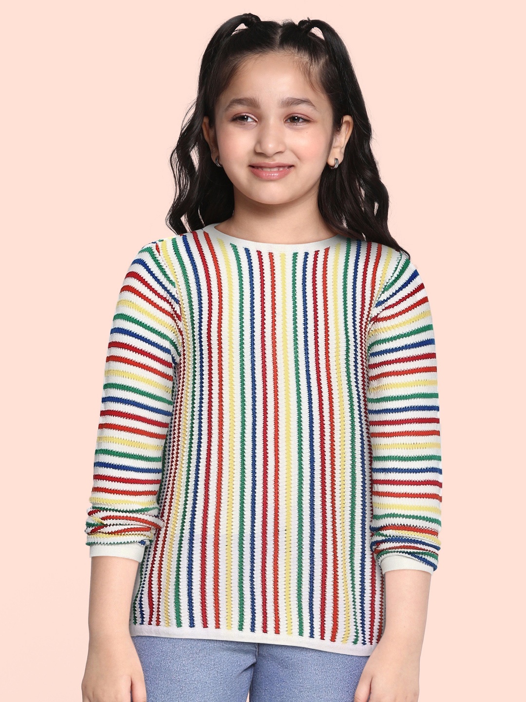 

Allen Solly Junior Girls White Striped Pullover Sweater