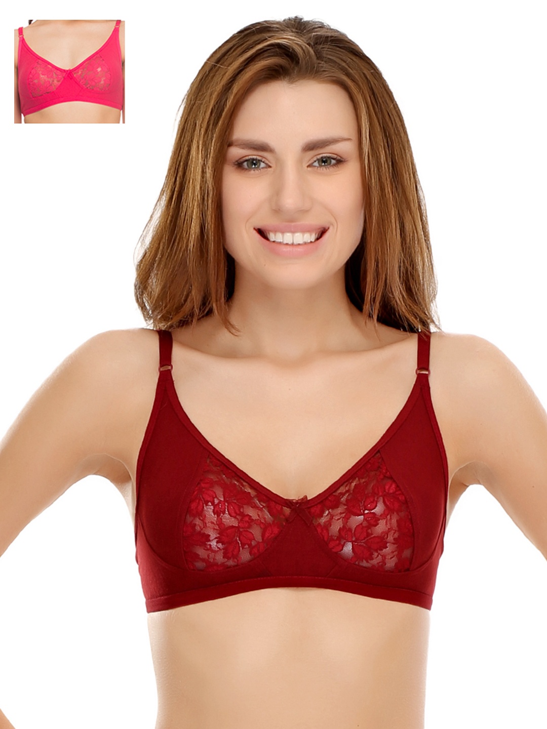 

Clovia Pack Of 2 Bra, Maroon