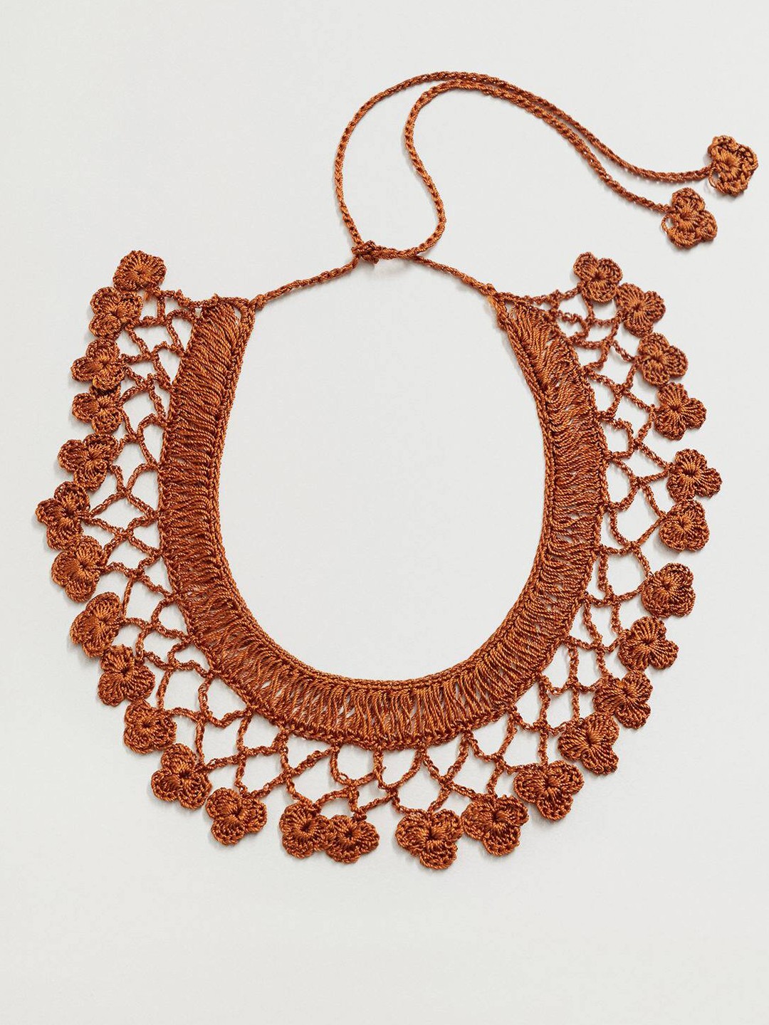 

MANGO Rust Orange Floral Crochet Necklace